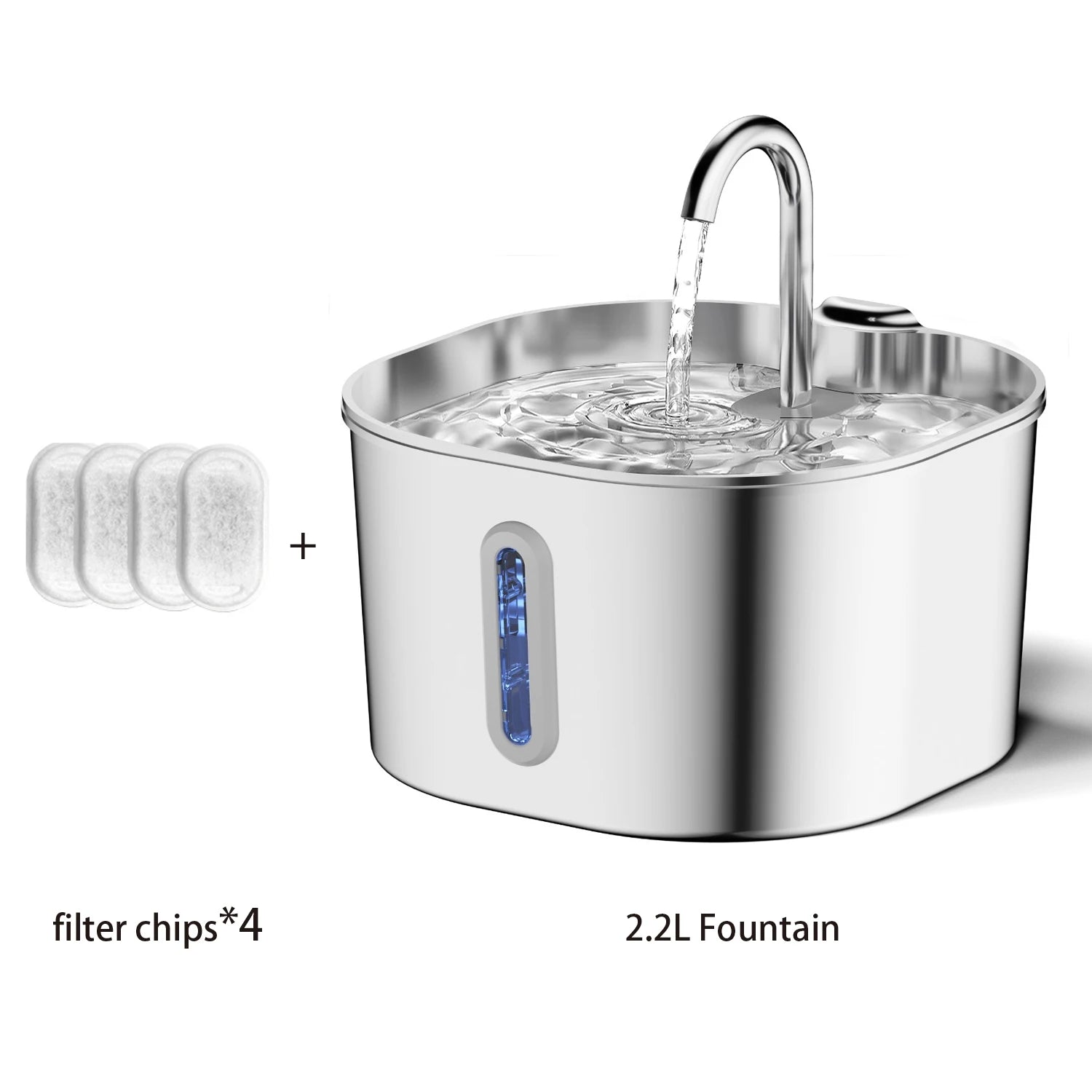 Stainless Steel Pet Water Fountain – 2.2L Automatic Dispenser for Cats & Dogs