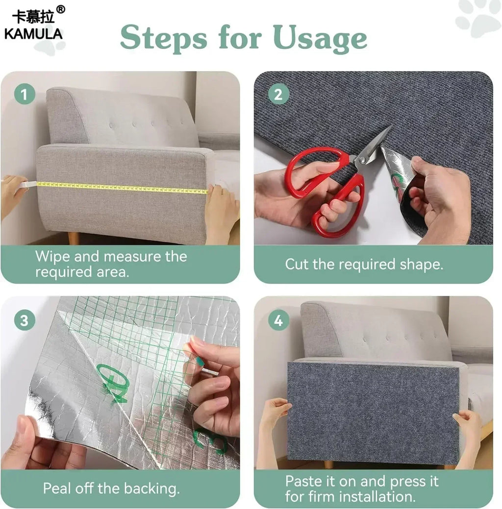 Trimmable Cat Scratching Mat Self-Adhesive Carpet Mat Pad Anti Cat Scratcher Furniture Couch Corner Indoor Sofa Wall Protector