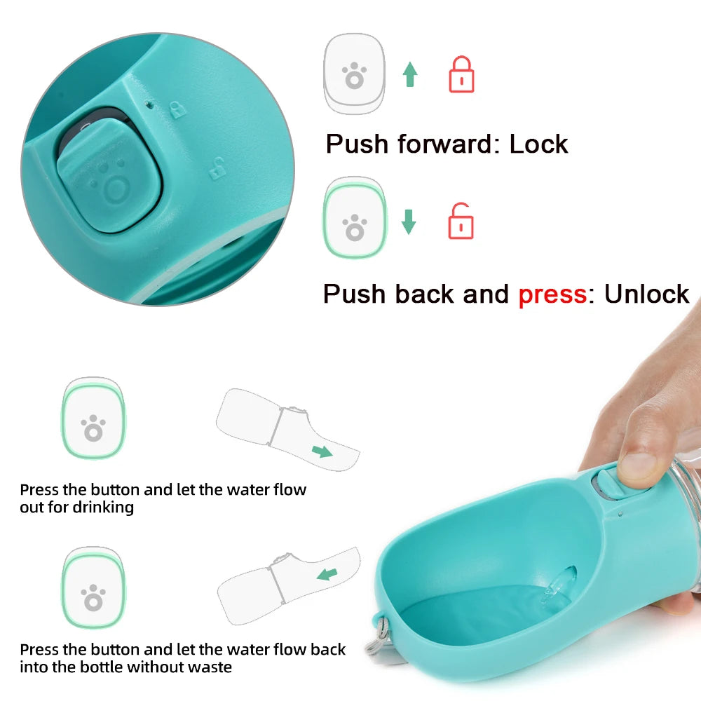 Portable Dog Water Bottle – Leakproof Travel Bowl for Walks