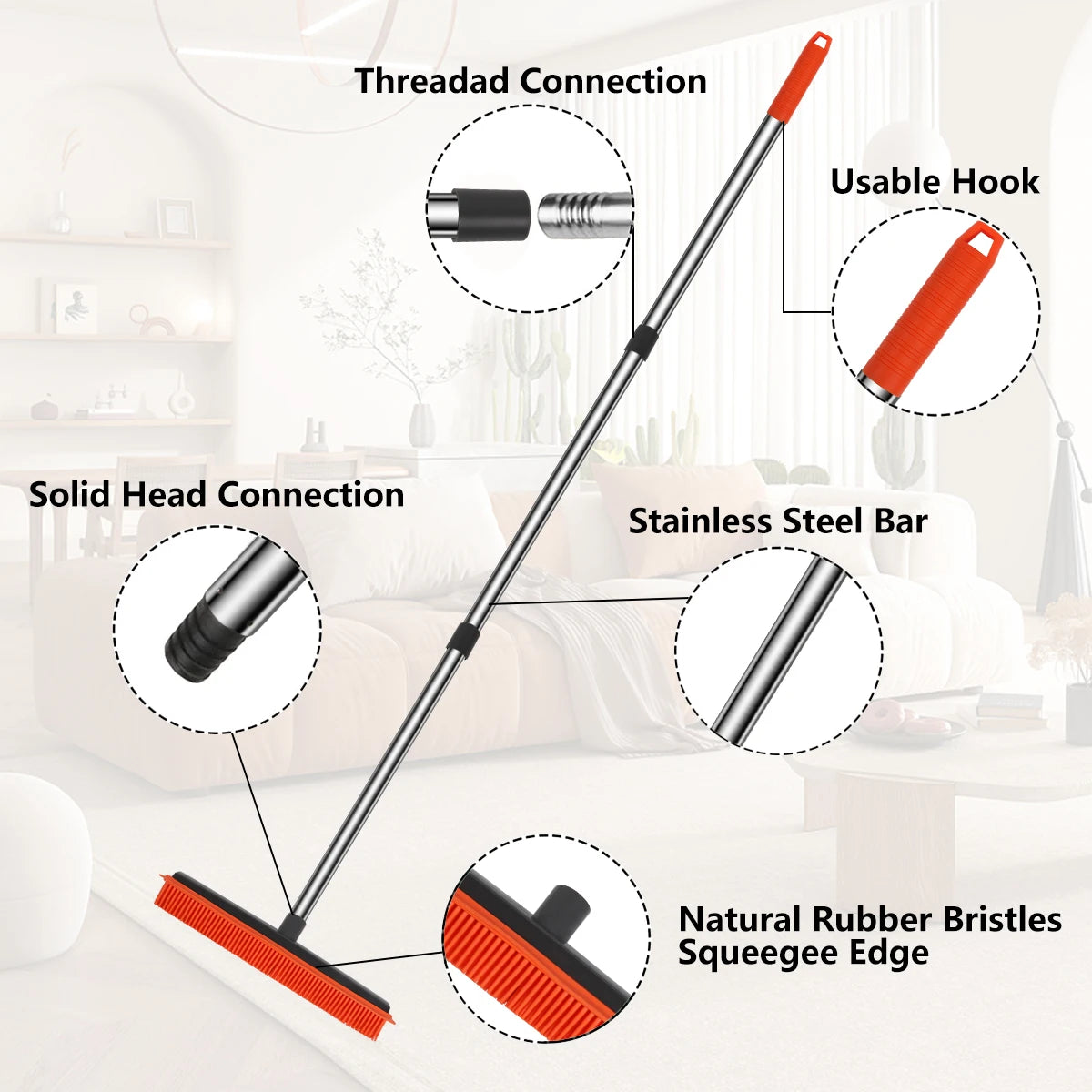 Silicone Broom – Scratch-Free Bristles for Floors, Carpets & Pet Hair Removal