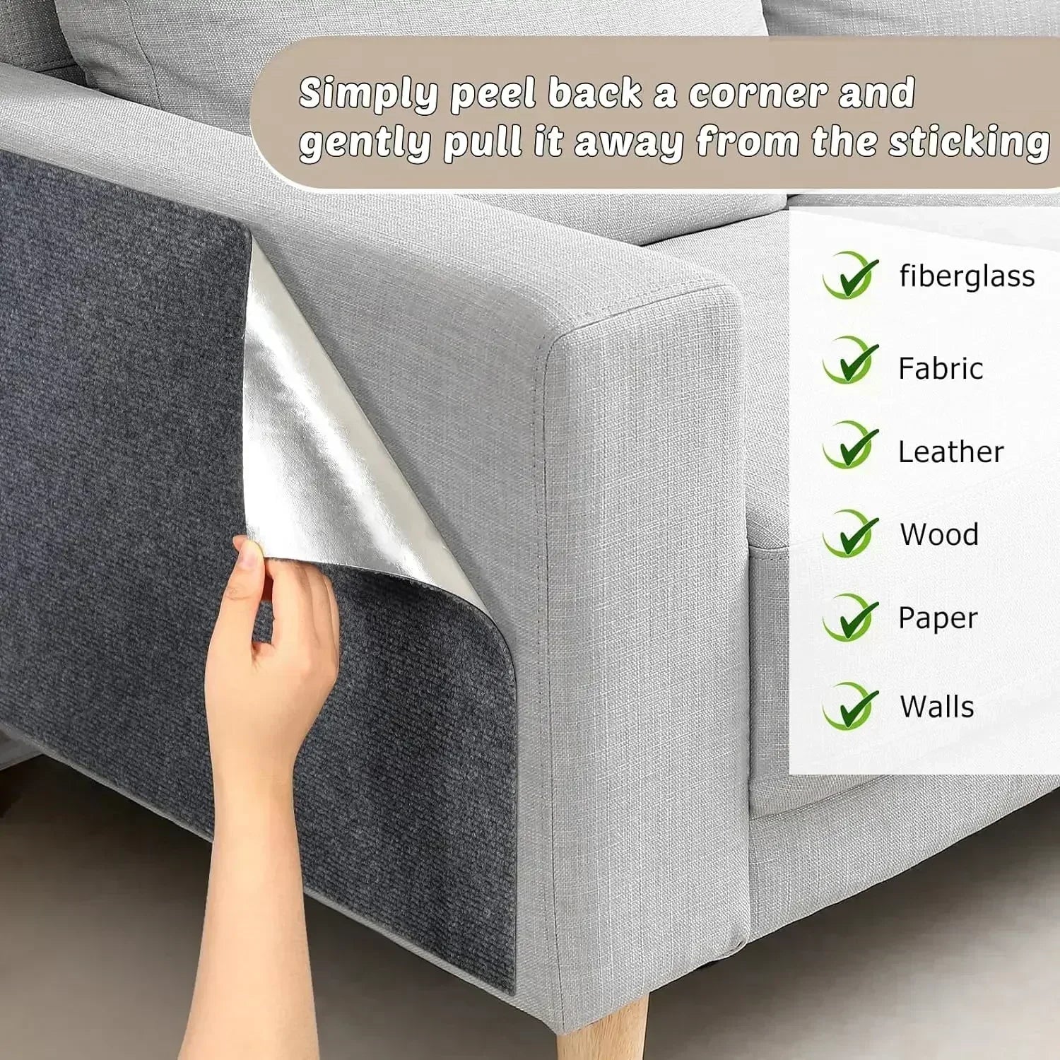 Trimmable Cat Scratching Mat Self-Adhesive Carpet Mat Pad Anti Cat Scratcher Furniture Couch Corner Indoor Sofa Wall Protector