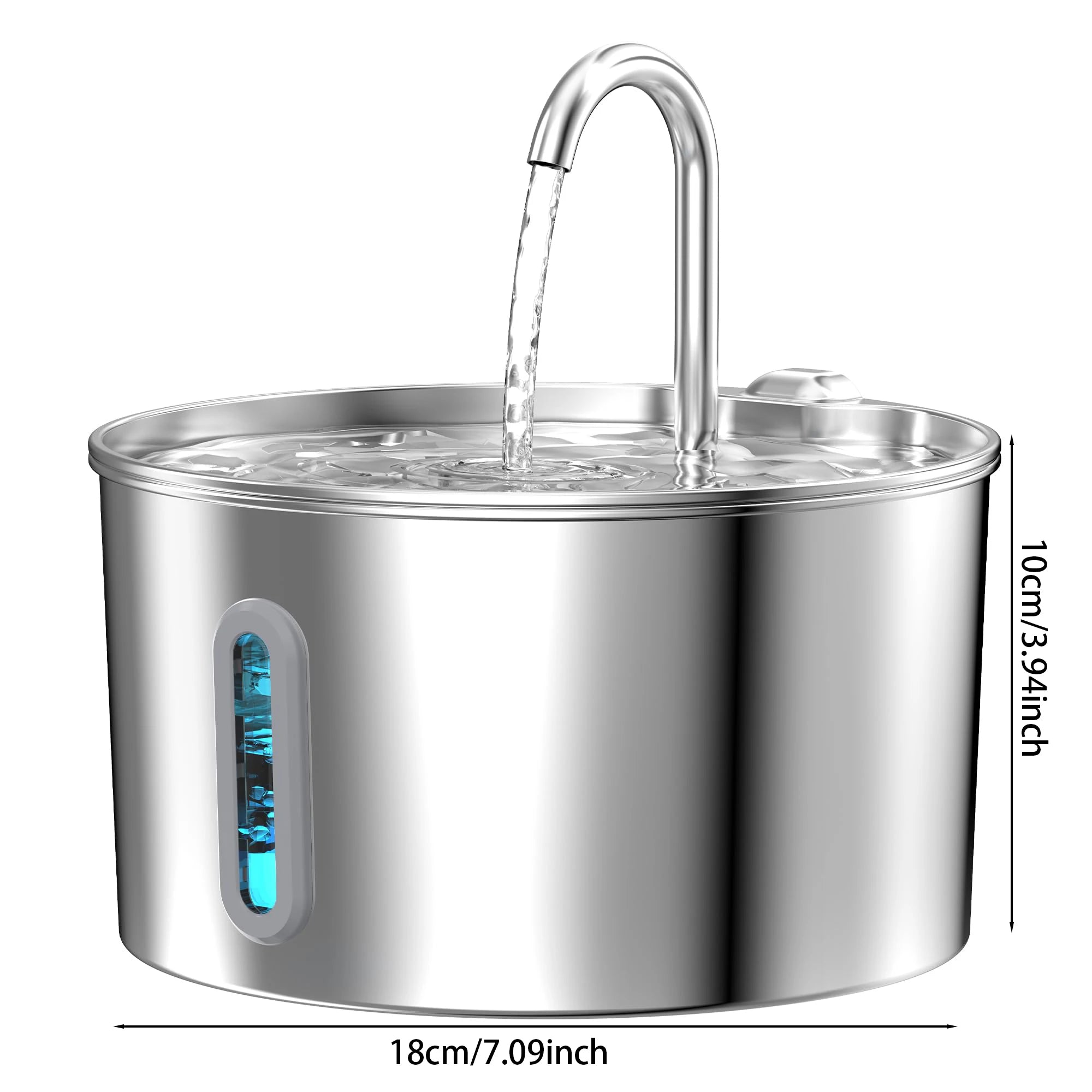 Stainless Steel Pet Water Fountain – 2.2L Automatic Dispenser for Cats & Dogs